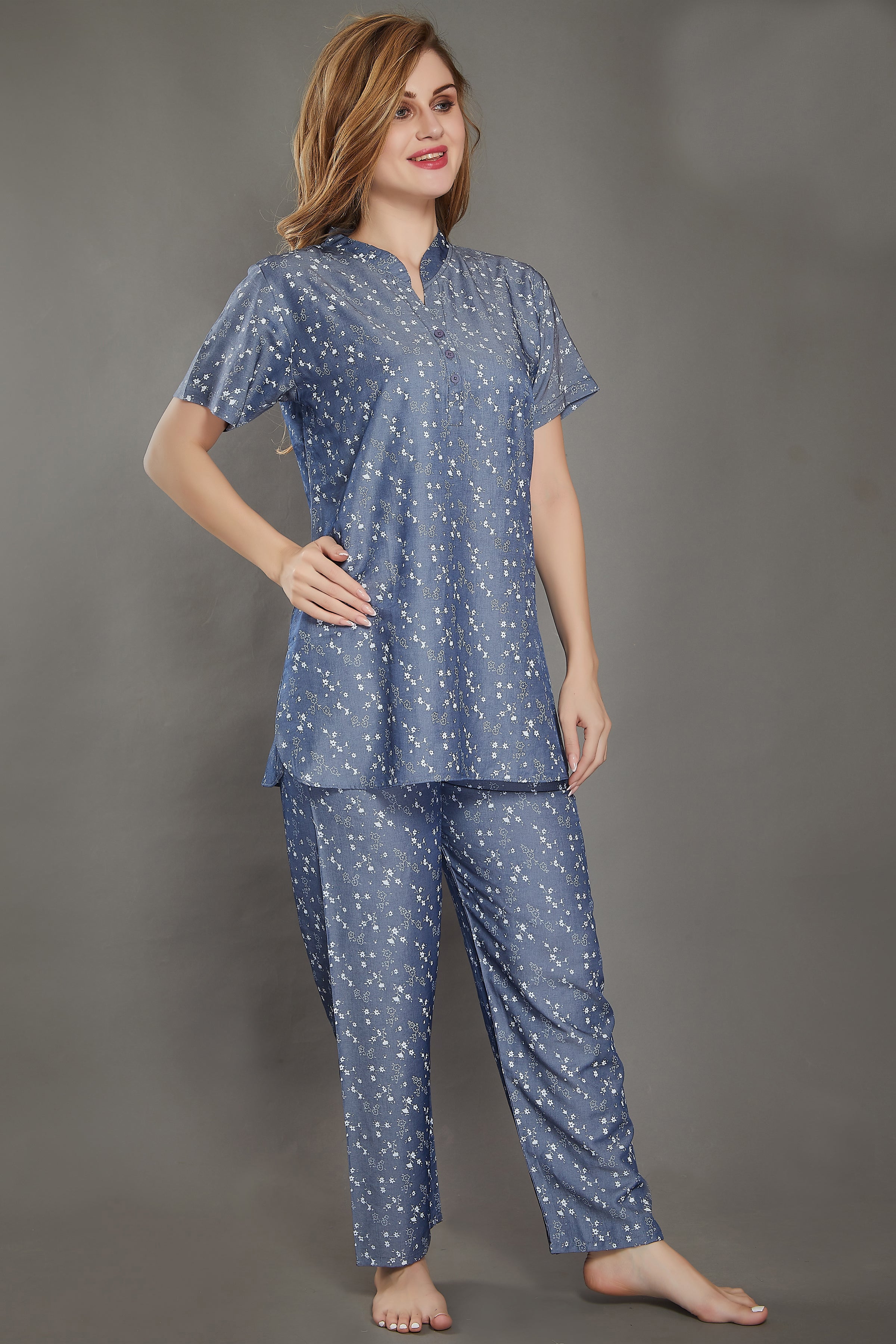 Buy Blue Printed Cotton Night Suit Online at Rs.939 | Libas